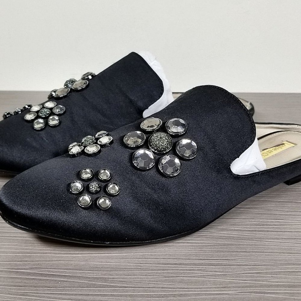 Louise et Cie Felix II Crystal Flower Mule, Black, Womens Size 8.5 M / 38.5